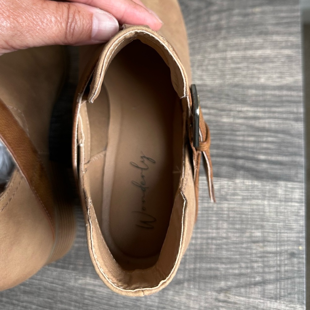 Maeve Light Brown Ankle Boots with Strap Accent - Picture 7 of 12
